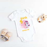 Personalised Cute Unicorn Monthly Milestone Bodysuit | Custom Name Baby Grows Set 1-12 Months